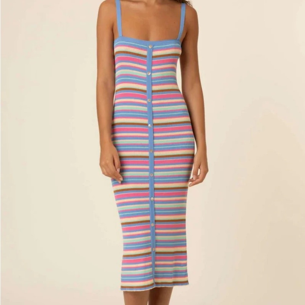 FRNCH Colorful Striped Button-Down Dress